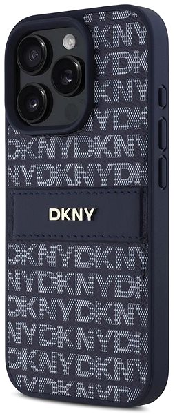 Handyhülle DKNY PU Leather Repeat Pattern Tonal Stripe Back Cover für das iPhone 16 Pro Blue ...