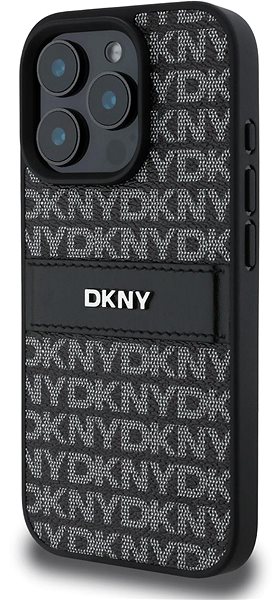 Telefon tok DKNY PU Leather Repeat Pattern Tonal Stripe iPhone 16 Pro Max Black tok ...