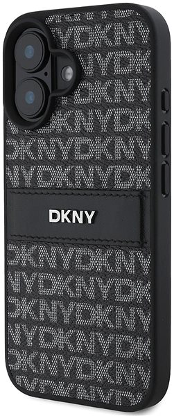 Handyhülle DKNY PU Leather Repeat Pattern Tonal Stripe Back Cover für das iPhone 16 Black ...