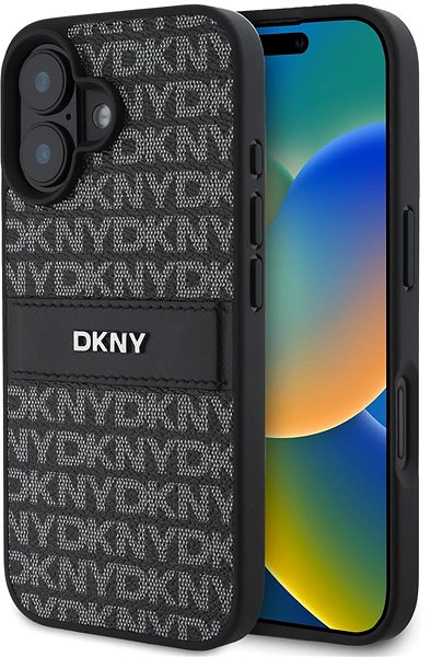 Handyhülle DKNY PU Leahter Repeat Pattern Tonal Stripe Back Cover für das iPhone 16 Plus Black ...