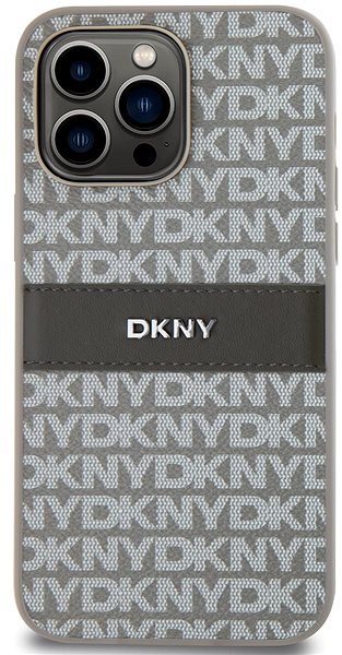 Telefon tok DKNY Repeat Pattern Tonal Stripe iPhone 15 Pro Max bézs PU bőr tok ...