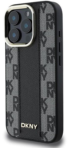Handyhülle DKNY PU Leather Checkered Pattern Magsafe Back Cover für das iPhone 16 Pro Max Black ...