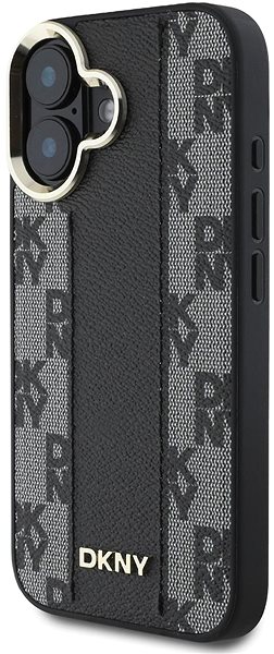 Handyhülle DKNY PU Leather Checkered Pattern Magsafe Back Cover für das iPhone 16 Black ...