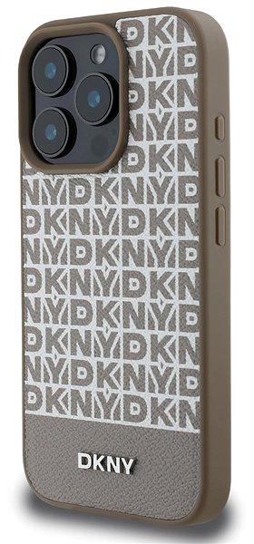 Handyhülle DKNY PU Leather Repeat Pattern Bottom Stripe MagSafe Back Cover für das iPhone 16 Pro Max Brown ...