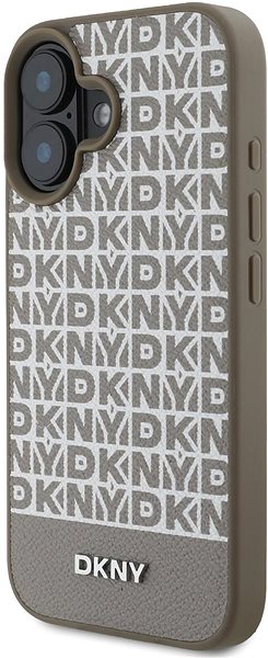 Handyhülle DKNY PU Leather Repeat Pattern Bottom Stripe MagSafe Back Cover für das iPhone 16 Brown ...