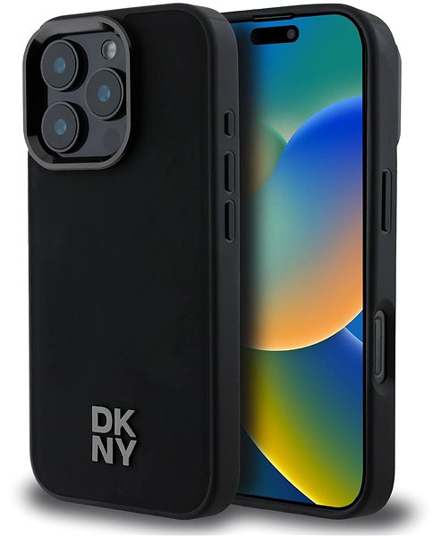 Handyhülle DKNY PU Leather Stack Logo Magsafe Back Cover für das iPhone 16 Pro Black ...