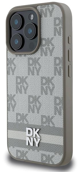 Handyhülle DKNY PU Leather Checkered Pattern and Stripe Back Cover für das iPhone 16 Pro Max Beige ...