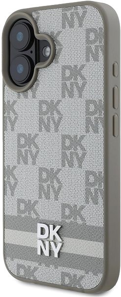 Kryt na mobil DKNY PU Leather Checkered Pattern and Stripe Zadní Kryt pro iPhone 16 Beige ...