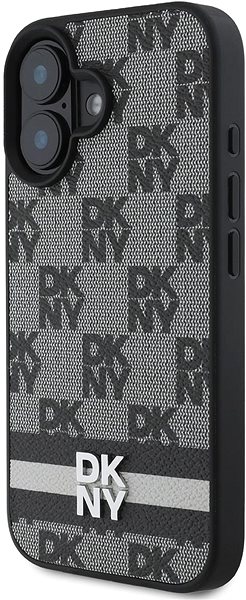 Handyhülle DKNY PU Leather Checkered Pattern and Stripe Back Cover für das iPhone 16 Black ...