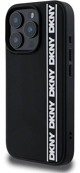 Handyhülle DKNY 3D Rubber Repeat Logo Line Back Cover für das iPhone 16 Pro Max Black ...
