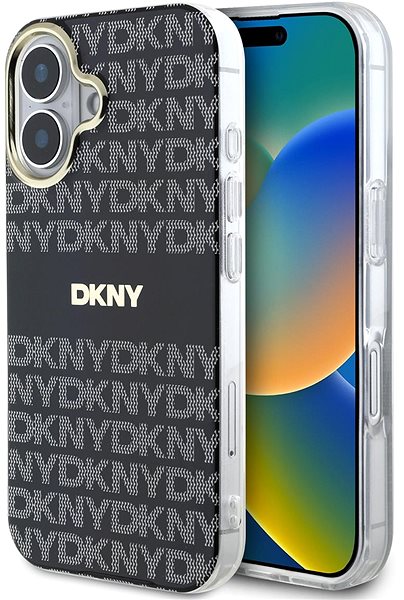Handyhülle DKNY PC/TPU Repeat Pattern Tonal Stripe Magsafe Back Cover für das iPhone 16 Black ...