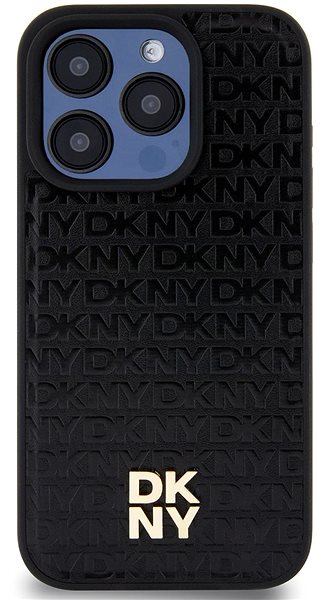 Telefon tok DKNY Repeat Pattern Stack Logo iPhone 13 Pro fekete PU bőr MagSafe tok ...