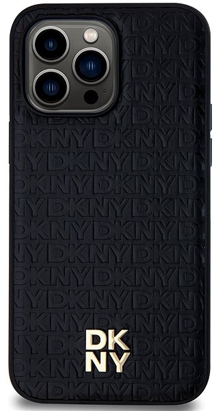 Telefon tok DKNY Repeat Pattern Stack Logo iPhone 13 Pro Max fekete PU bőr MagSafe tok ...