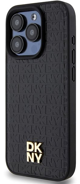 Telefon tok DKNY Repeat Pattern Stack Logo iPhone 14 Pro fekete PU bőr MagSafe tok ...