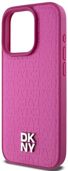 Handyhülle DKNY PU Leder Repeat Pattern Stack Logo Magsafe Back Cover für iPhone 15 Pro Pink ...