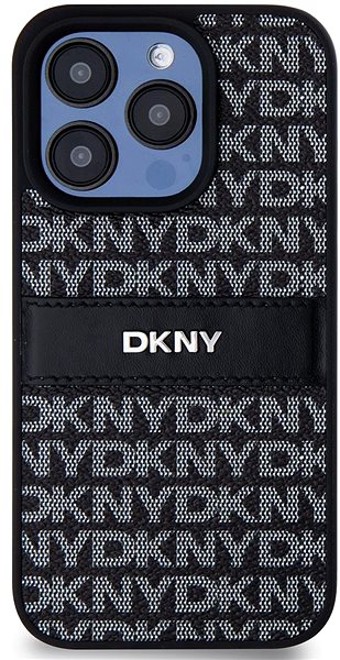 Handyhülle DKNY PU Leather Repeat Pattern Tonal Stripe Back Cover für iPhone 15 Pro Black ...
