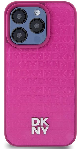 Handyhülle DKNY PU Leather Repeat Pattern Stack Logo Magsafe Back Cover für iPhone 15 Pro Max Pink ...