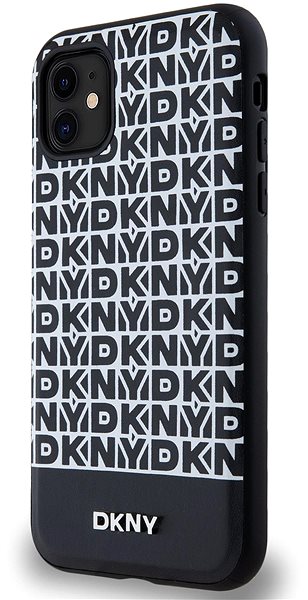 Telefon tok DKNY Repeat Pattern Bottom Stripe iPhone 11 fekete PU bőr Magsafe tok ...
