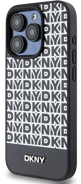 Telefon tok DKNY Repeat Pattern Bottom Stripe iPhone 13 Pro fekete PU bőr MagSafe tok ...