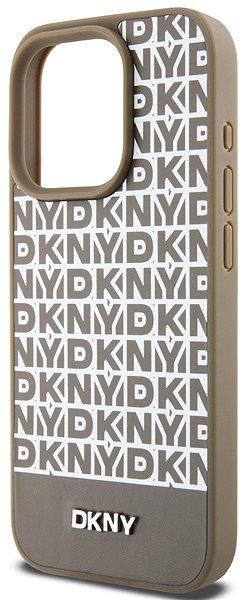 Handyhülle DKNY PU Leather Repeat Pattern Bottom Stripe MagSafe Back Cover für iPhone 15 Pro Brown ...