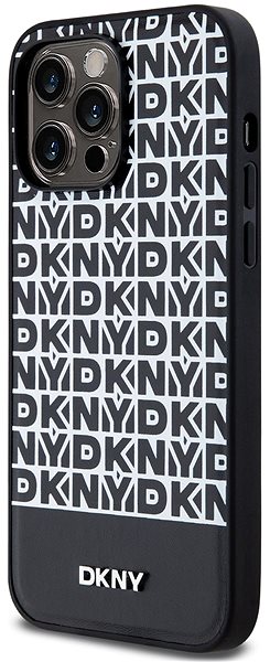 Telefon tok DKNY Repeat Pattern Bottom Stripe iPhone 15 Pro Max fekete PU bőr MagSafe tok ...