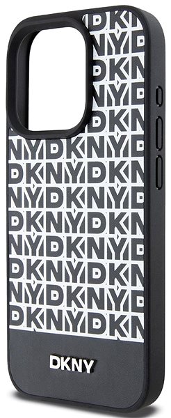 Telefon tok DKNY Repeat Pattern Bottom Stripe iPhone 15 Pro Max fekete PU bőr MagSafe tok ...
