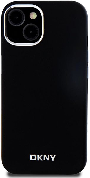 Telefon tok DKNY Liquid Silver Metal Logo iPhone 15 fekete szilikon MagSafe tok ...