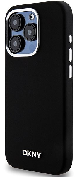 Telefon tok DKNY Liquid Silver Metal Logo iPhone 15 Pro fekete szilikon MagSafe tok ...