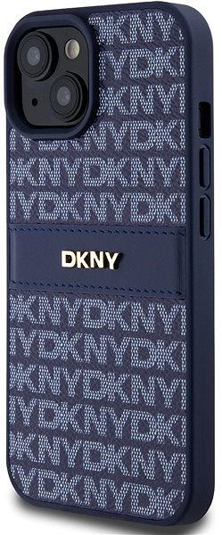 Handyhülle DKNY PU Leather Repeat Pattern Tonal Stripe Back Cover für iPhone 15 Blue ...