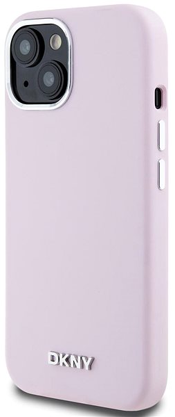 Telefon tok DKNY Liquid Silver Metal Logo iPhone 15 rózsaszín szilikon MagSafe tok ...