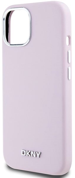 Telefon tok DKNY Liquid Silver Metal Logo iPhone 15 rózsaszín szilikon MagSafe tok ...