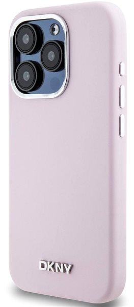 Telefon tok DKNY Liquid Silver Metal Logo iPhone 15 Pro rózsaszín szilikon MagSafe tok ...
