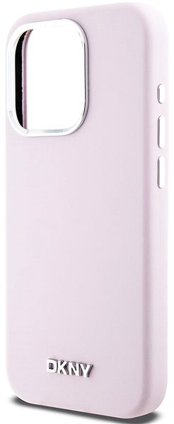 Telefon tok DKNY Liquid Silver Metal Logo iPhone 15 Pro rózsaszín szilikon MagSafe tok ...
