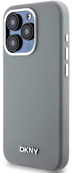 Telefon tok DKNY Liquid Silver Metal Logo iPhone 15 Pro szürke szilikon MagSafe tok ...