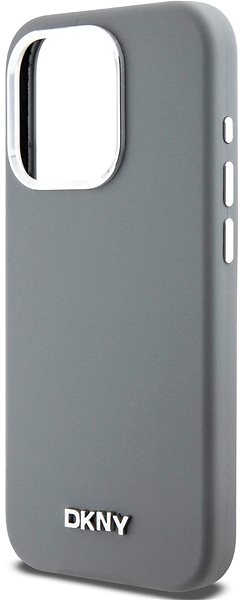 Handyhülle DKNY Liquid Silicone Silver Metal Logo Magsafe Back Cover für iPhone 15 Pro Grey ...