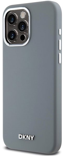 Handyhülle DKNY Liquid Silicone Silver Metal Logo Magsafe Back Cover für iPhone 15 Pro Max Grey ...