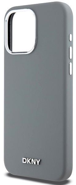 Handyhülle DKNY Liquid Silicone Silver Metal Logo Magsafe Back Cover für iPhone 15 Pro Max Grey ...