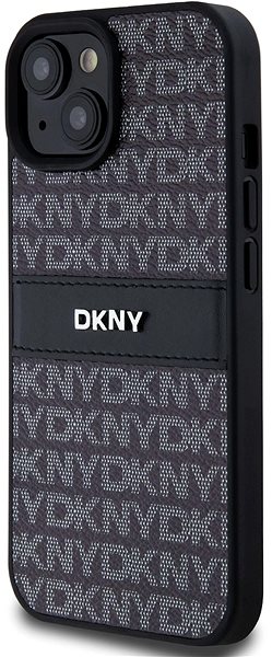 Telefon tok DKNY Repeat Pattern Tonal Stripe iPhone 15 fekete PU bőr tok ...