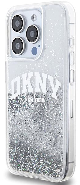 Handyhülle DKNY Liquid Glitter Arch Logo Back Cover für das iPhone 14 Pro Transparent ...