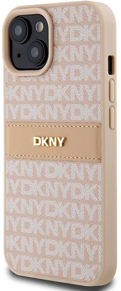 Telefon tok DKNY Repeat Pattern Tonal Stripe iPhone 15 rózsaszín PU bőr tok ...