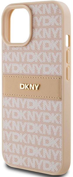Handyhülle DKNY PU Leather Repeat Pattern Tonal Stripe Back Cover für iPhone 15 Pink ...