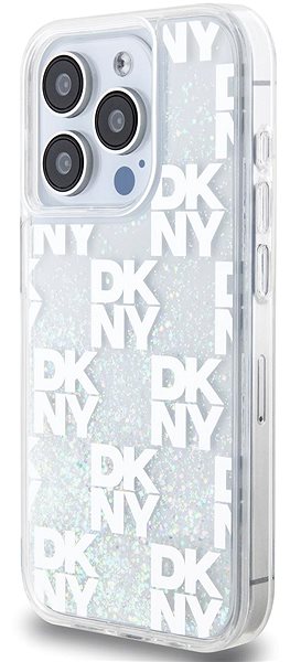 Kryt na mobil DKNY Liquid Glitter Checkered Pattern Zadný Kryt na iPhone 15 Pro Transparent ...