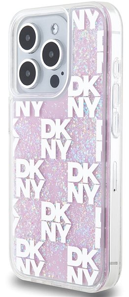 Telefon tok DKNY Liquid Glitter Checkered Pattern iPhone 15 Pro rózsaszín tok ...