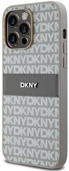 Telefon tok DKNY Repeat Pattern Tonal Stripe iPhone 14 Pro bézs PU bőr tok ...