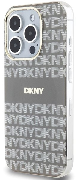 Telefon tok DKNY PC/TPU Repeat Pattern Tonal Stripe iPhone 15 Pro bézs MagSafe tok ...