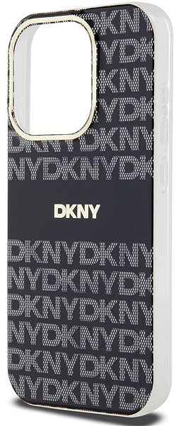 Telefon tok DKNY PC/TPU Repeat Pattern Tonal Stripe iPhone 15 Pro fekete MagSafe tok ...
