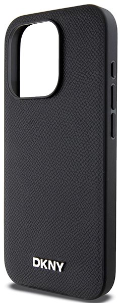 Telefon tok DKNY Silver Metal Logo iPhone 15 Pro fekete PU bőr MagSafe tok ...