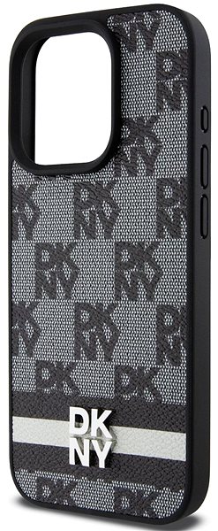 Telefon tok DKNY Checkered Pattern and Stripe iPhone 13 Pro Max fekete PU bőr tok ...
