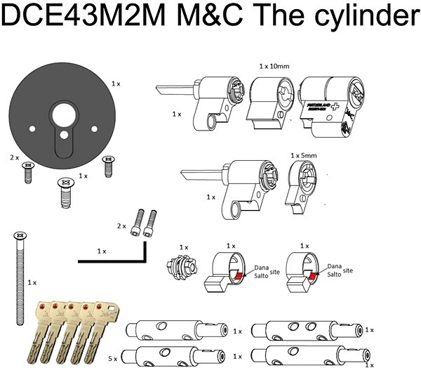 Cilinderbetét M & C minősítésű hengeres betét a Danalock -L-hez Csomag tartalma