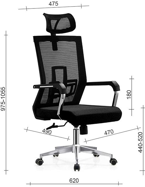 Kancelárska stolička DALENOR Luccas HB, textil, čierna/čierna ...